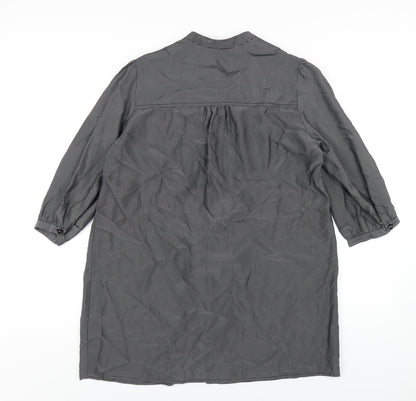 Womens UK Size 14 Marks and Spencer Grey Basic Button-Up
