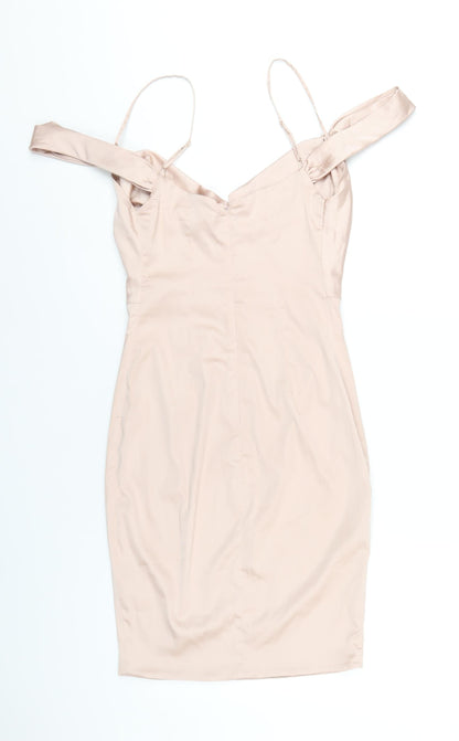 Oh Polly Womens Pink Polyester Mini Size 10 Cowl Neck Zip