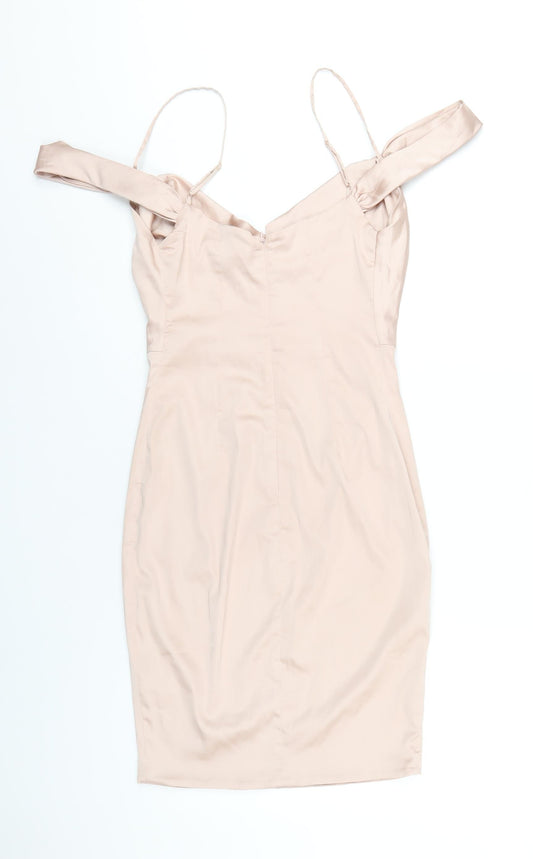 Oh Polly Womens Pink Polyester Mini Size 10 Cowl Neck Zip