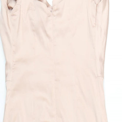 Oh Polly Womens Pink Polyester Mini Size 10 Cowl Neck Zip