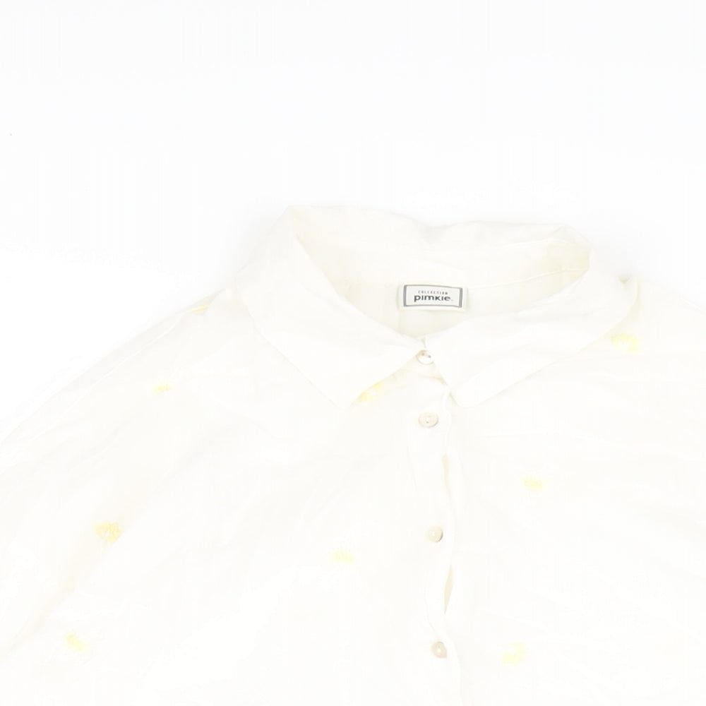 Womens UK Size 12 Pimkie White Basic Button-Up