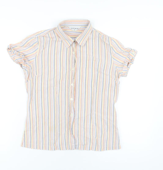 Womens UK Size 10 Topshop Multicoloured Basic Button-Up