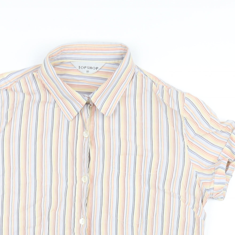 Womens UK Size 10 Topshop Multicoloured Basic Button-Up