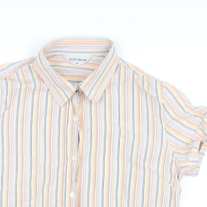 Womens UK Size 10 Topshop Multicoloured Basic Button-Up
