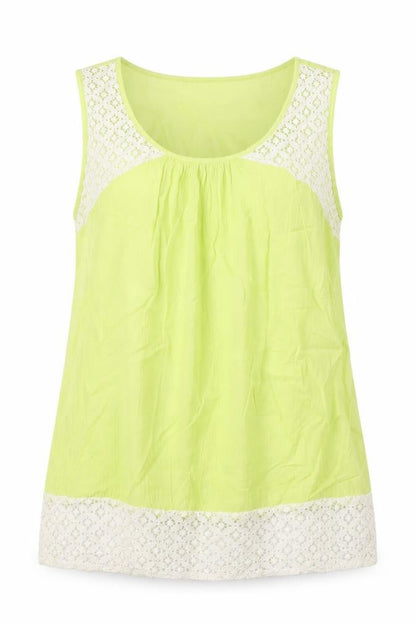 And Womens Green Cotton Basic Tank Size 14 Scoop Neck