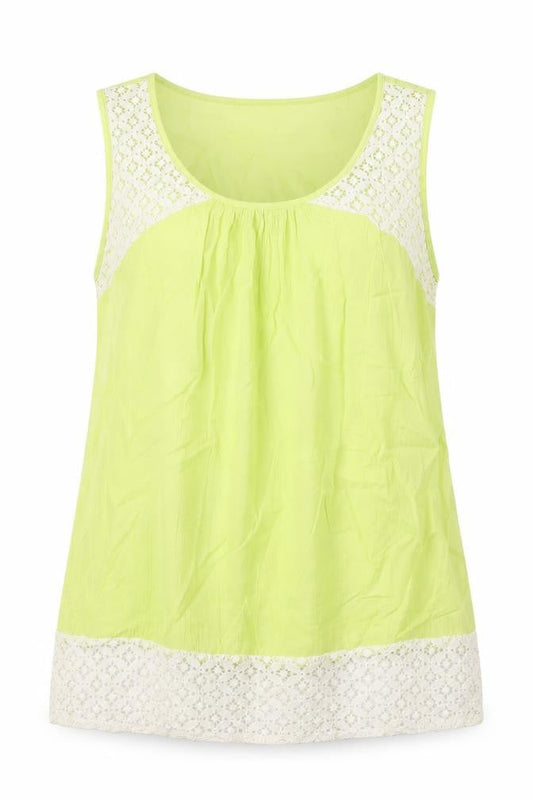 And Womens Green Cotton Basic Tank Size 14 Scoop Neck