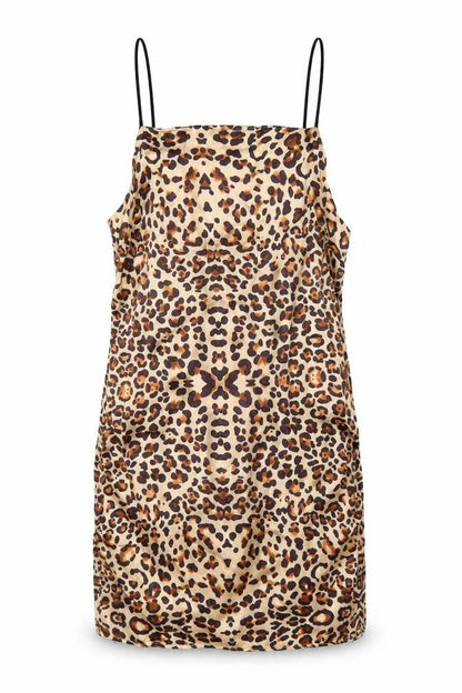Topshop Womens Brown Animal Print Viscose Mini Size 6 Square Neck Pullover - Leopard Print
