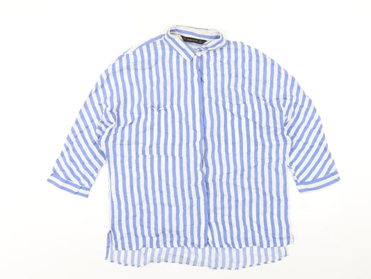 Womens UK Size S Zara Blue Basic Button-Up