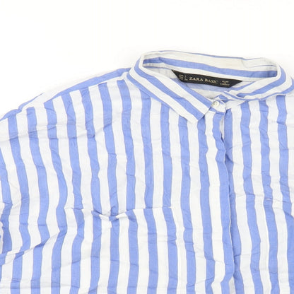 Womens UK Size S Zara Blue Basic Button-Up
