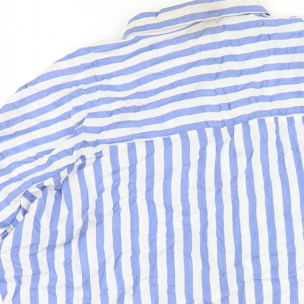 Womens UK Size S Zara Blue Basic Button-Up
