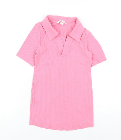 Womens UK Size S H&M Pink Basic T-Shirt