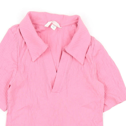 Womens UK Size S H&M Pink Basic T-Shirt
