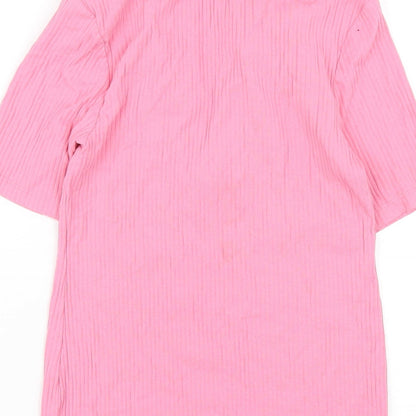 Womens UK Size S H&M Pink Basic T-Shirt