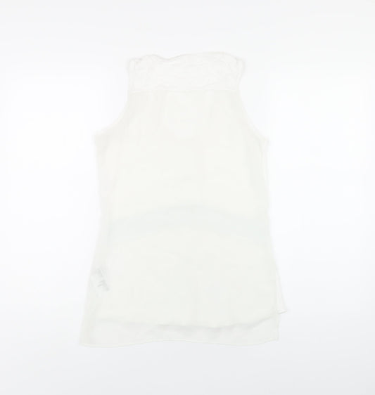 Karen Millen Womens White Viscose Basic Tank Size 10 Scoop Neck