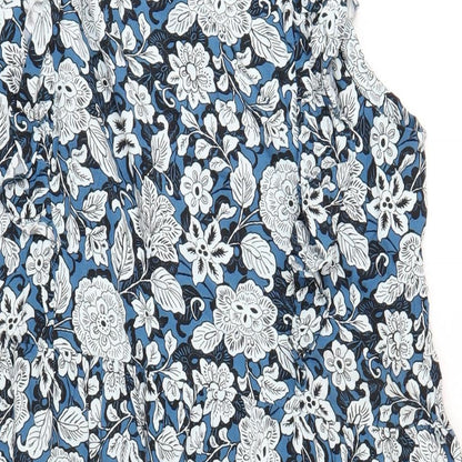 Monsoon Womens Blue Geometric Viscose A-Line Size L Round Neck Zip