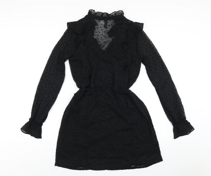 H&M Womens Black Polyester A-Line Size 6 V-Neck Pullover