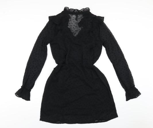 H&M Womens Black Polyester A-Line Size 6 V-Neck Pullover