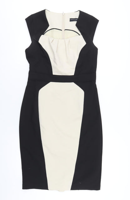 Dorothy Perkins Womens Black Polyester Pencil Dress Size 12 Square Neck Zip
