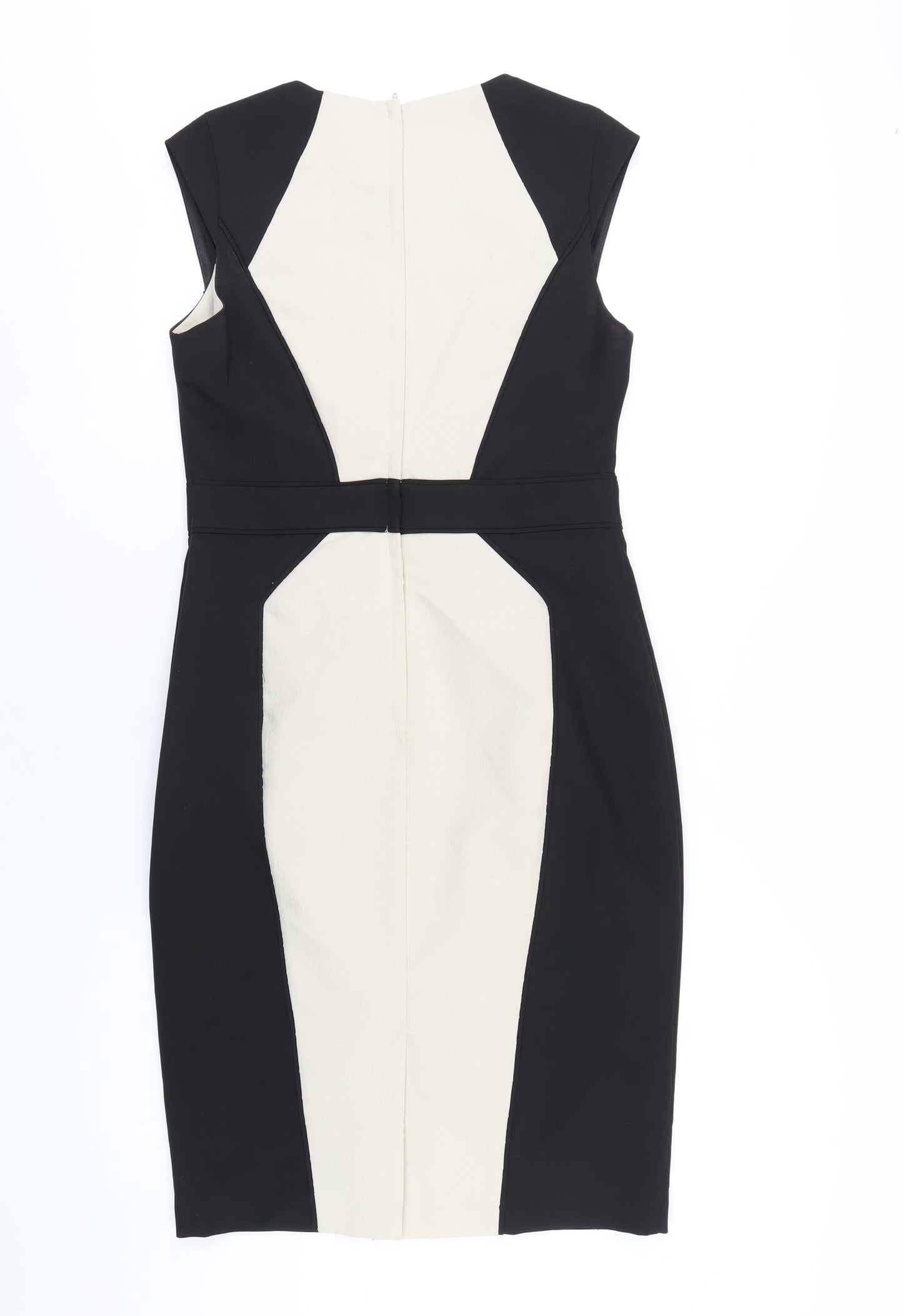 Dorothy Perkins Womens Black Polyester Pencil Dress Size 12 Square Neck Zip