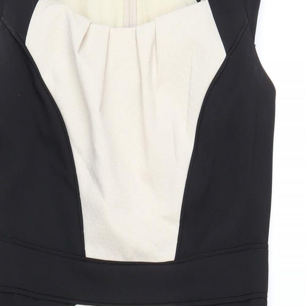 Dorothy Perkins Womens Black Polyester Pencil Dress Size 12 Square Neck Zip