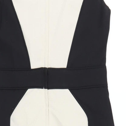 Dorothy Perkins Womens Black Polyester Pencil Dress Size 12 Square Neck Zip