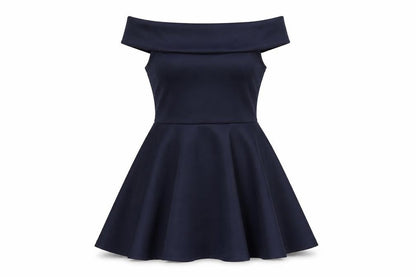 Boohoo Womens Blue Polyester A-Line Size 8 Off the Shoulder Pullover
