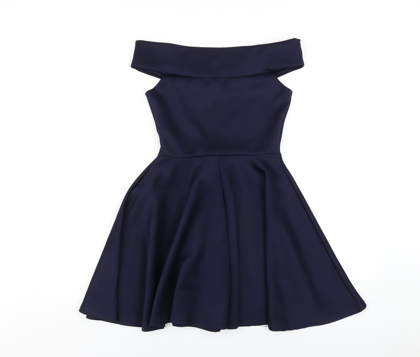 Boohoo Womens Blue Polyester A-Line Size 8 Off the Shoulder Pullover