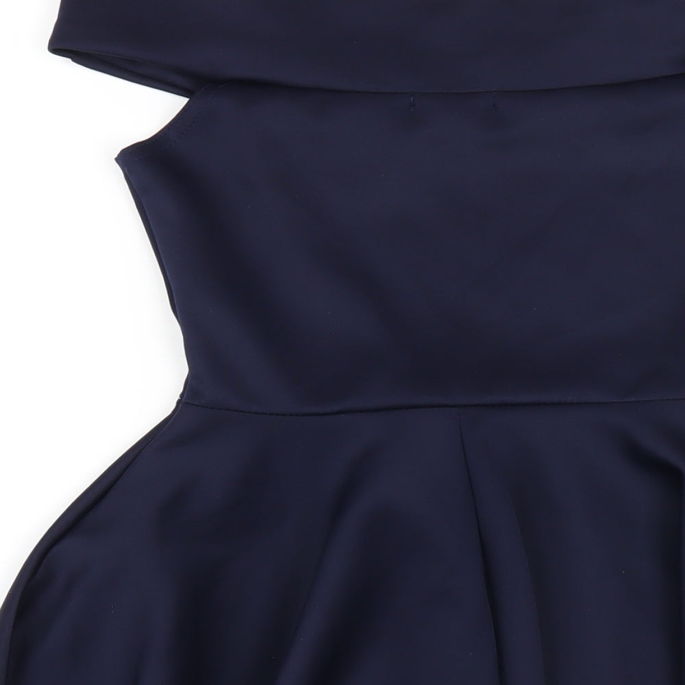 Boohoo Womens Blue Polyester A-Line Size 8 Off the Shoulder Pullover