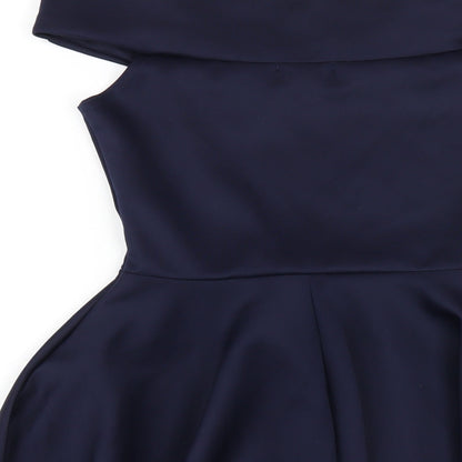 Boohoo Womens Blue Polyester A-Line Size 8 Off the Shoulder Pullover