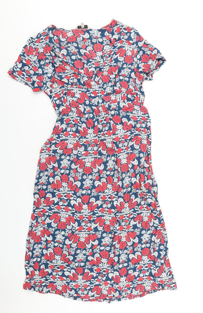 EAST Womens Multicoloured Geometric Viscose A-Line Size 10 V-Neck Pullover