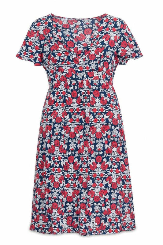 East Womens Multicoloured Geometric Viscose A-Line Size 10 V-Neck Pullover