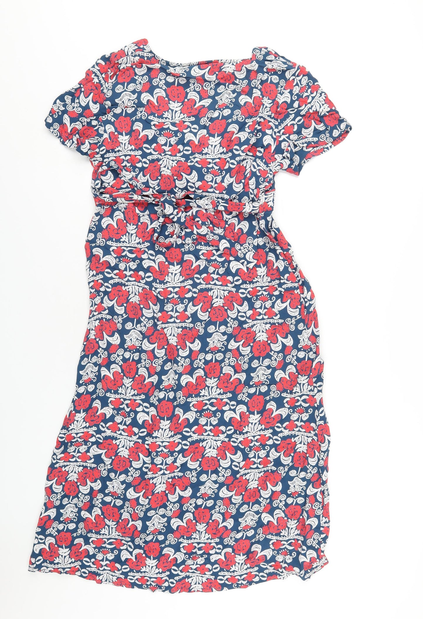 EAST Womens Multicoloured Geometric Viscose A-Line Size 10 V-Neck Pullover