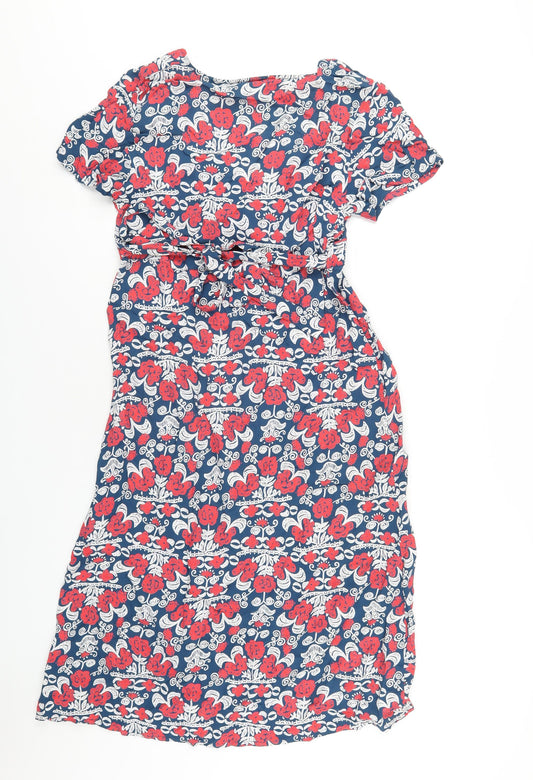 EAST Womens Multicoloured Geometric Viscose A-Line Size 10 V-Neck Pullover