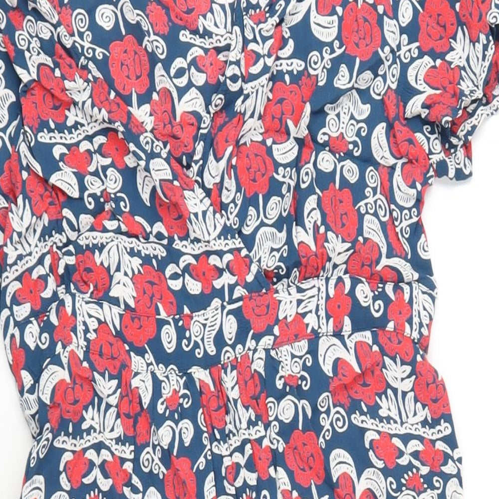 EAST Womens Multicoloured Geometric Viscose A-Line Size 10 V-Neck Pullover