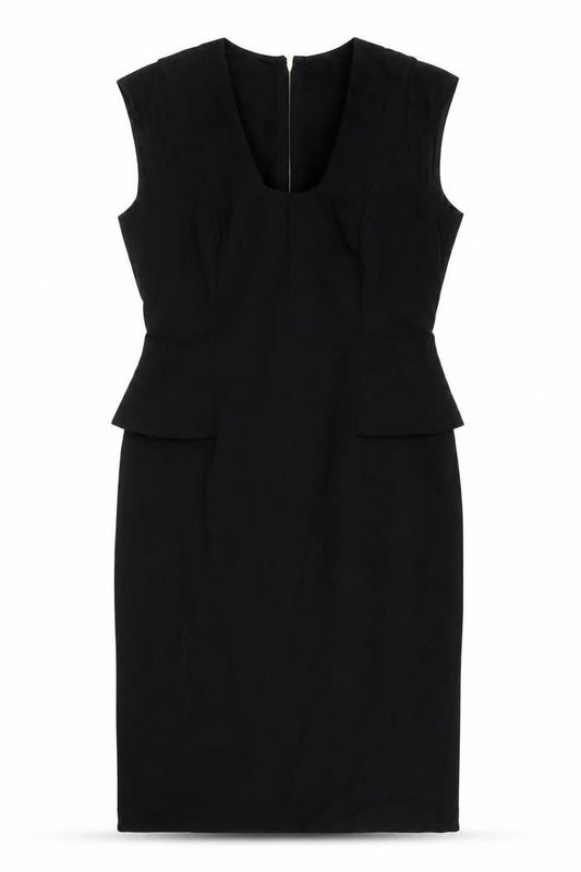 14 Womens Black Viscose Pencil Dress Size 14 Scoop Neck Zip