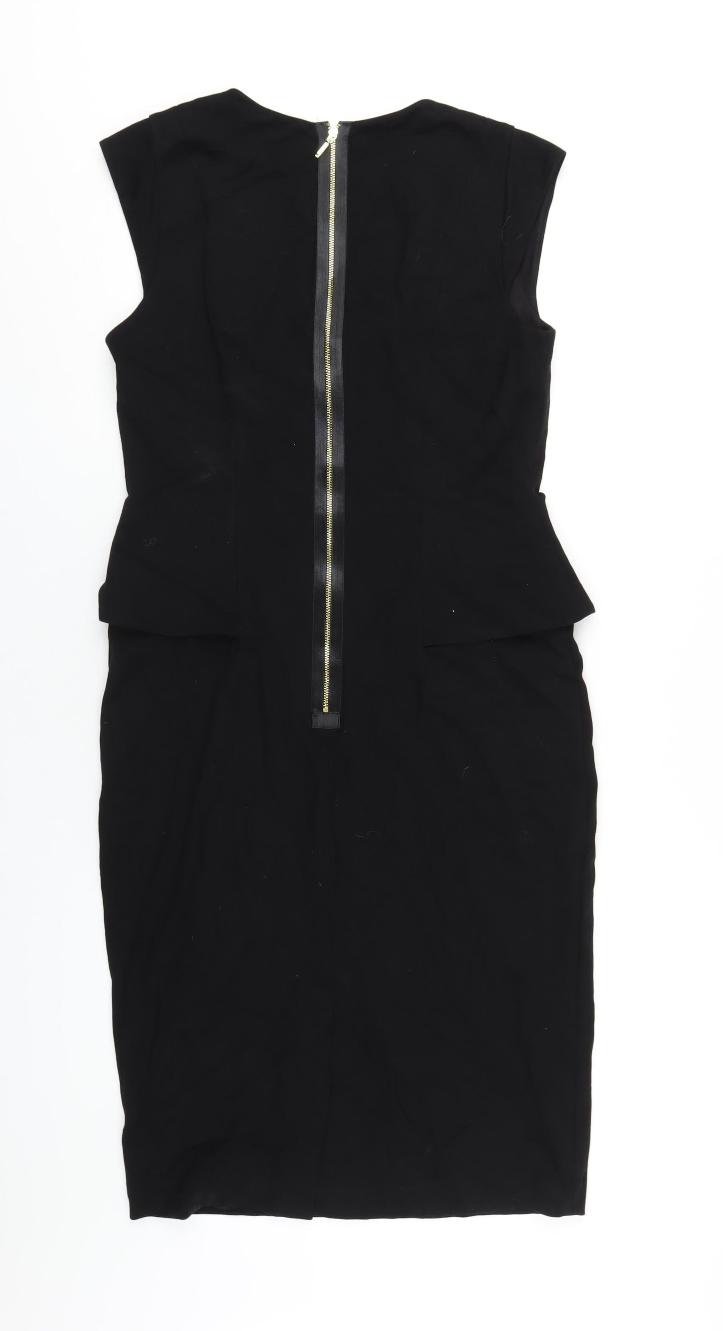 14 Womens Black Viscose Pencil Dress Size 14 Scoop Neck Zip