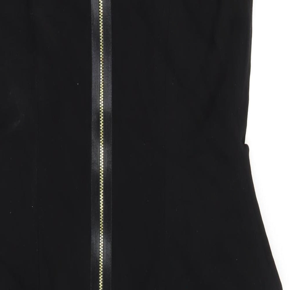 14 Womens Black Viscose Pencil Dress Size 14 Scoop Neck Zip