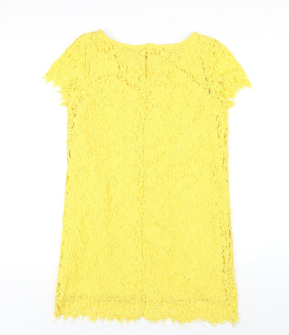 Zara Womens Yellow Polyester A-Line Size L Round Neck Pullover