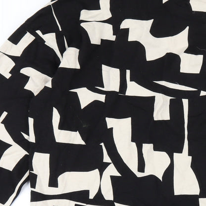 Monki Womens Black Geometric Cotton A-Line Size XS V-Neck Pullover