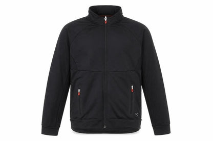 Front view of Decathlon boys’ black jacket, size 12-13, years zip