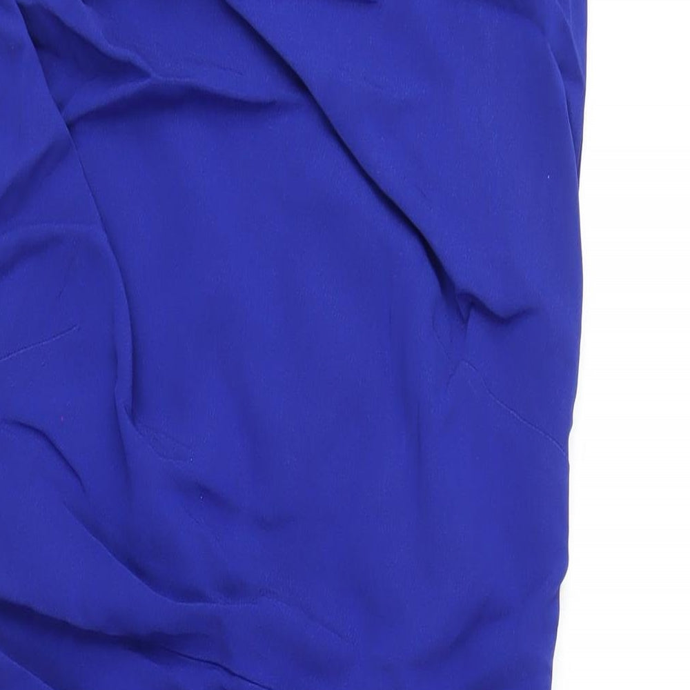 Coast Womens Blue Acetate Pencil Dress Size 12 Round Neck Zip