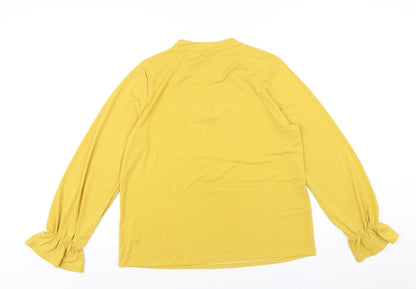 Womens UK Size L Adrianna Papell Yellow Basic T-Shirt