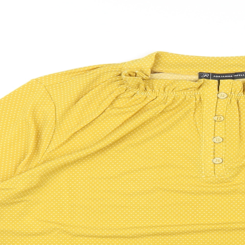 Womens UK Size L Adrianna Papell Yellow Basic T-Shirt
