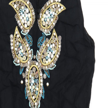 Monsoon Womens Black Viscose Tank Dress Size 12 Round Neck Zip