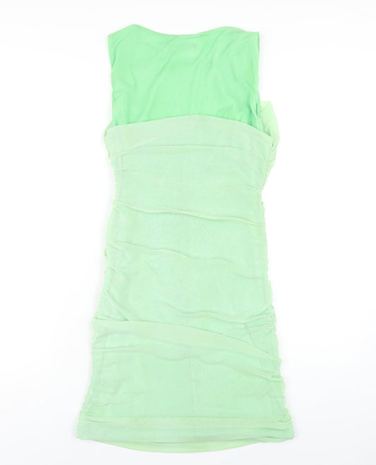 Zara Womens Green Polyester Bodycon Size XL Round Neck Pullover
