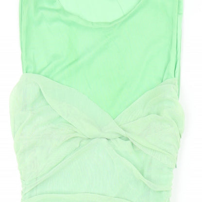 Zara Womens Green Polyester Bodycon Size XL Round Neck Pullover