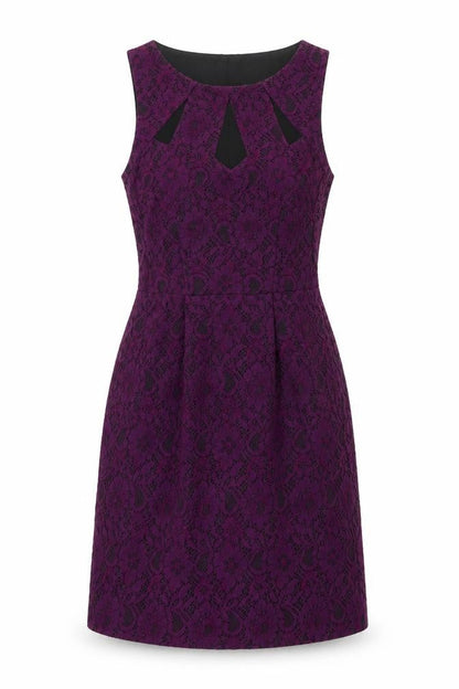 Oasis Womens Purple Polyester A-Line Size 8 Round Neck Zip