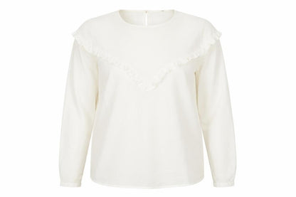 New Look Womens White Polyester Basic Blouse Size 10 Round Neck