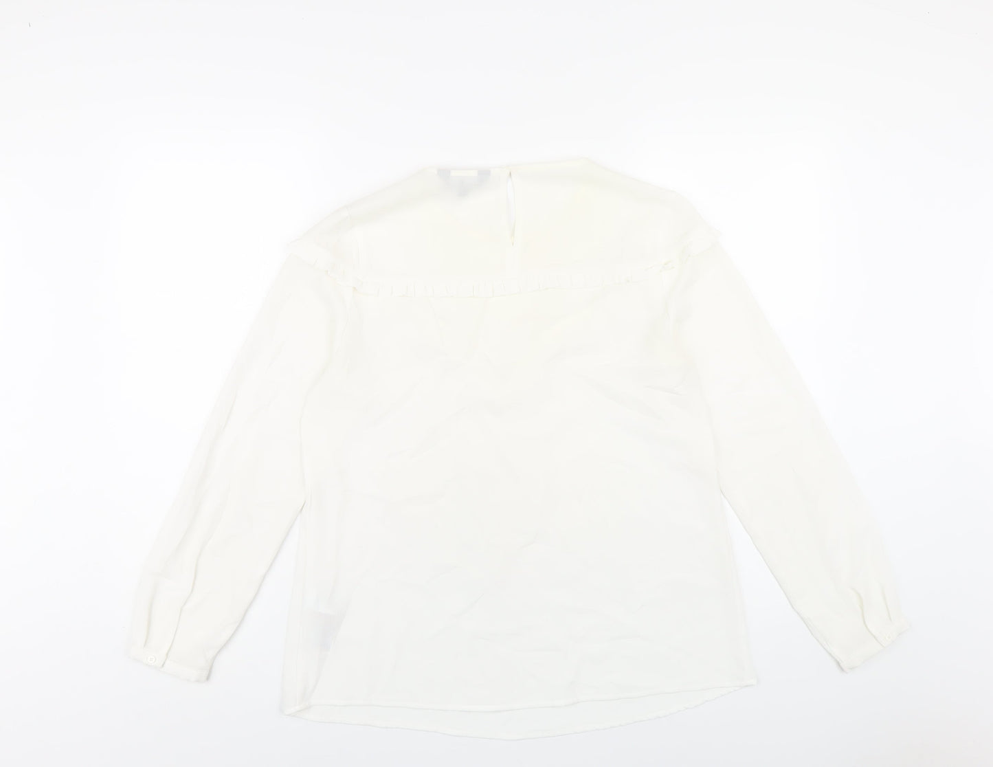New Look Womens White Polyester Basic Blouse Size 10 Round Neck