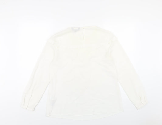 New Look Womens White Polyester Basic Blouse Size 10 Round Neck